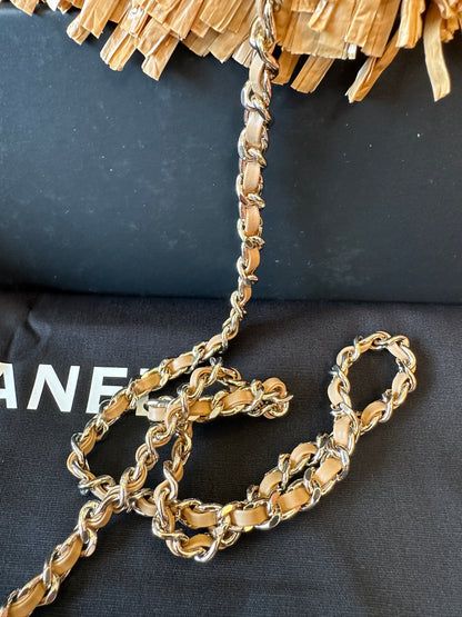 Chanel Raffia Fringe Mini Top Handle Bag Natural