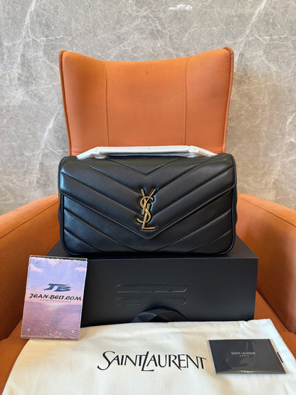 Saint Laurent YSL Monogram Chevron Flap Bag Black