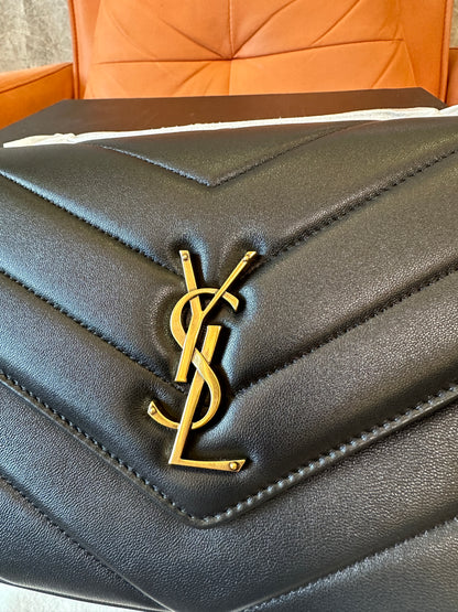 Saint Laurent YSL Monogram Chevron Flap Bag Black