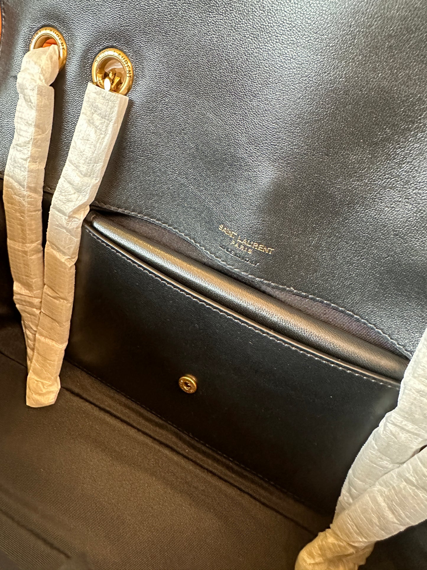 Saint Laurent YSL Monogram Chevron Flap Bag Black