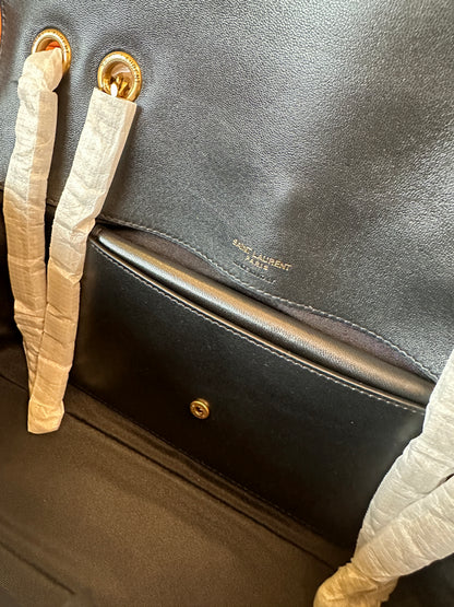 Saint Laurent YSL Monogram Chevron Flap Bag Black