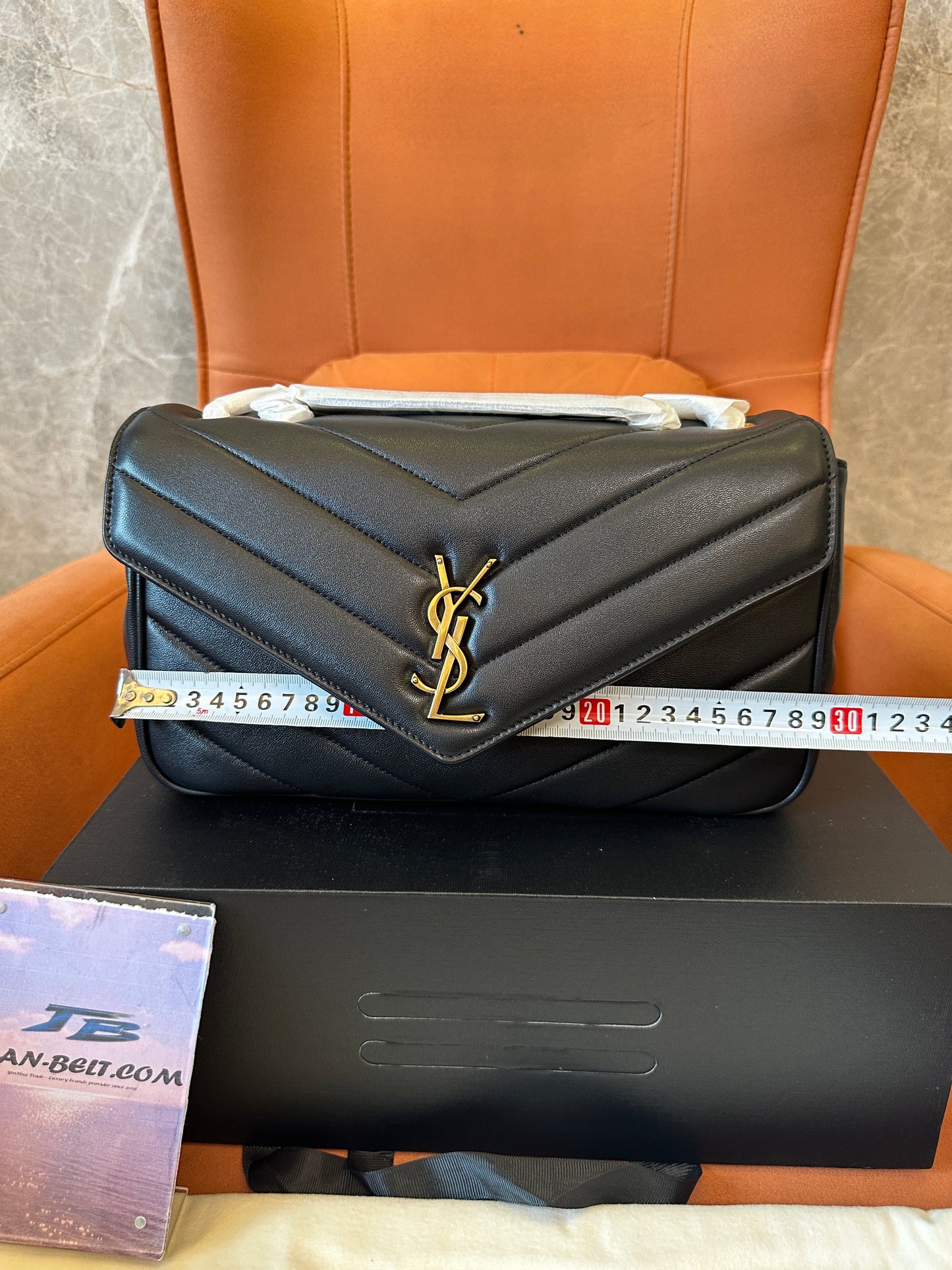 Saint Laurent YSL Monogram Chevron Flap Bag Black