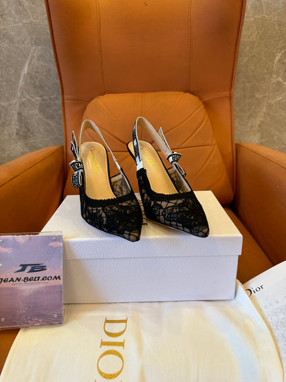 Dior J’Adior Lace Slingback Pumps Black