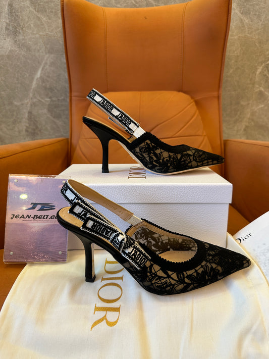 Dior J’Adior Lace Slingback Pumps Black
