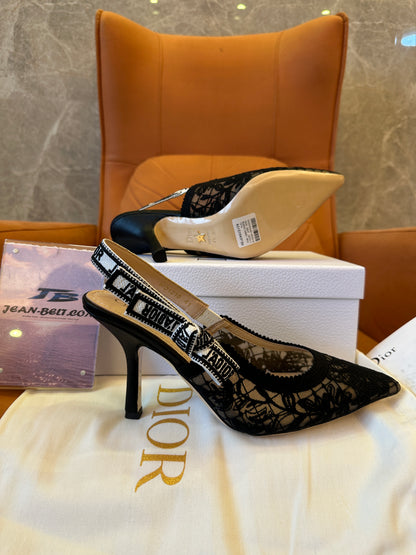 Dior J’Adior Lace Slingback Pumps Black