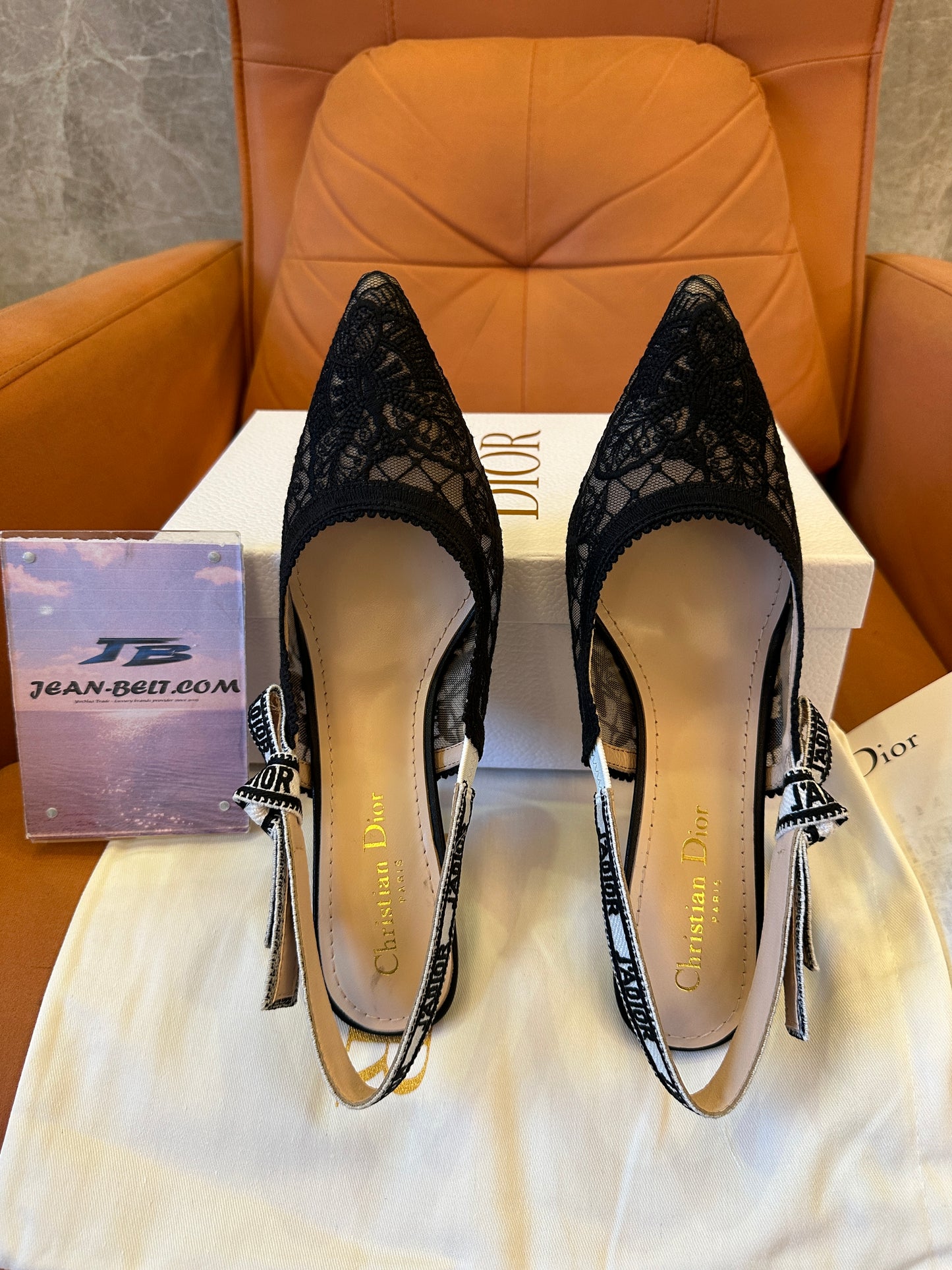Dior J’Adior Lace Slingback Pumps Black