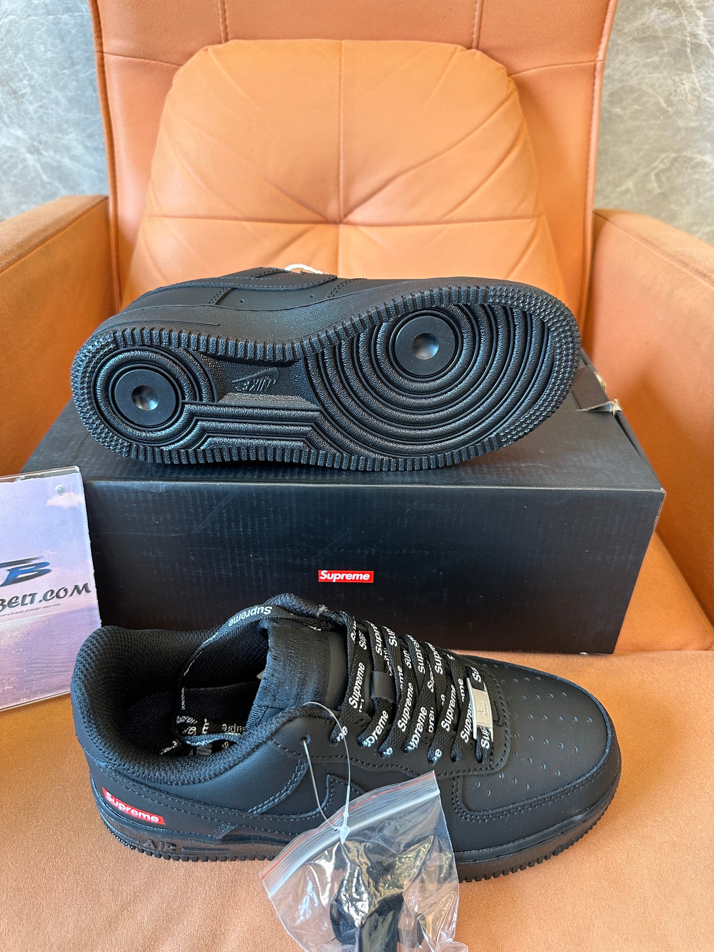 Supreme × Nike Air Force 1 low black collaboration sneaker