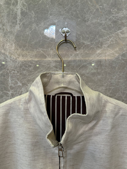 Loro Piana Linen Blend Zip Jacket Beige