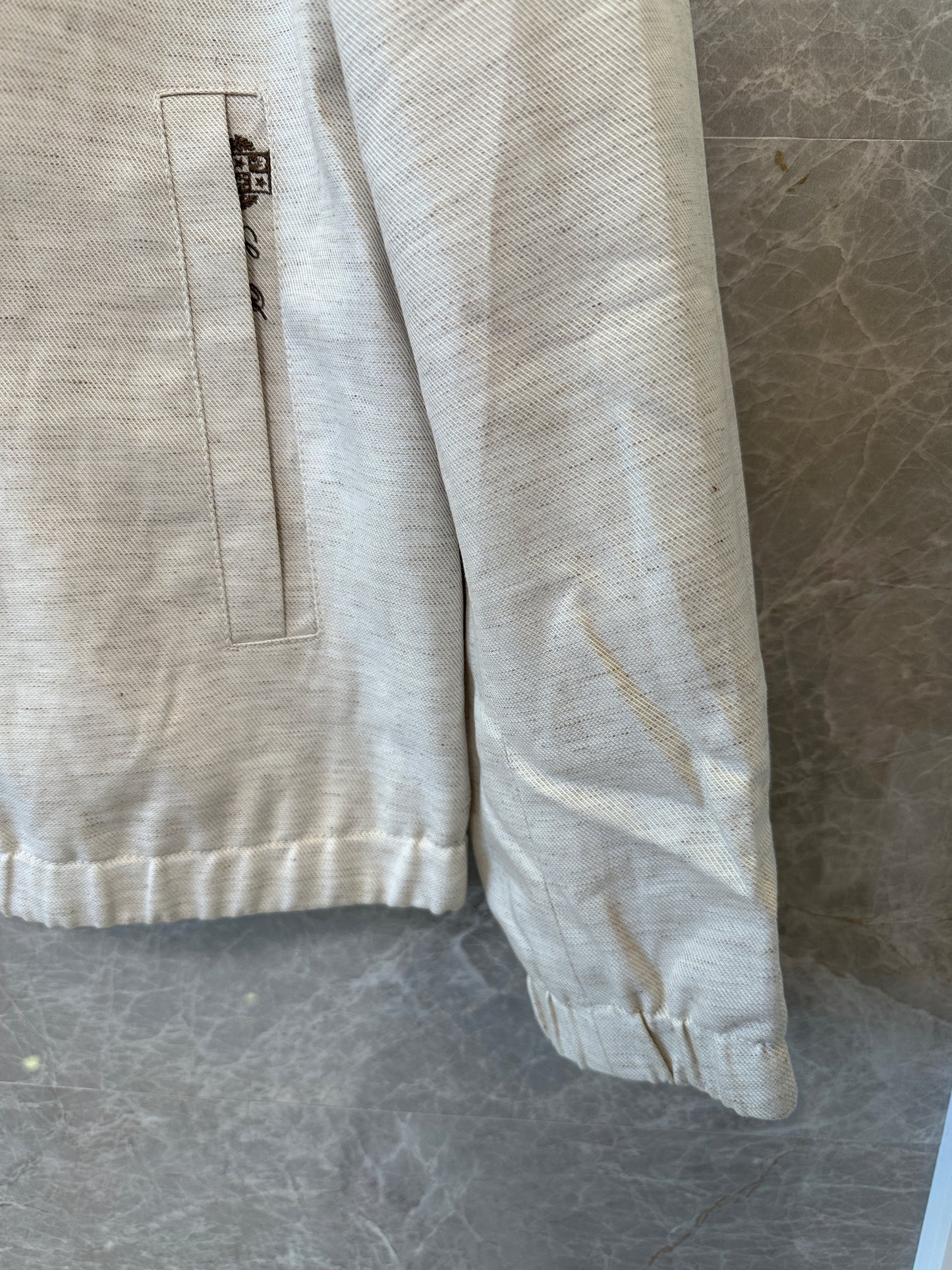 Loro Piana Linen Blend Zip Jacket Beige