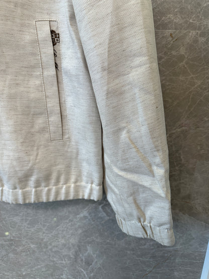 Loro Piana Linen Blend Zip Jacket Beige
