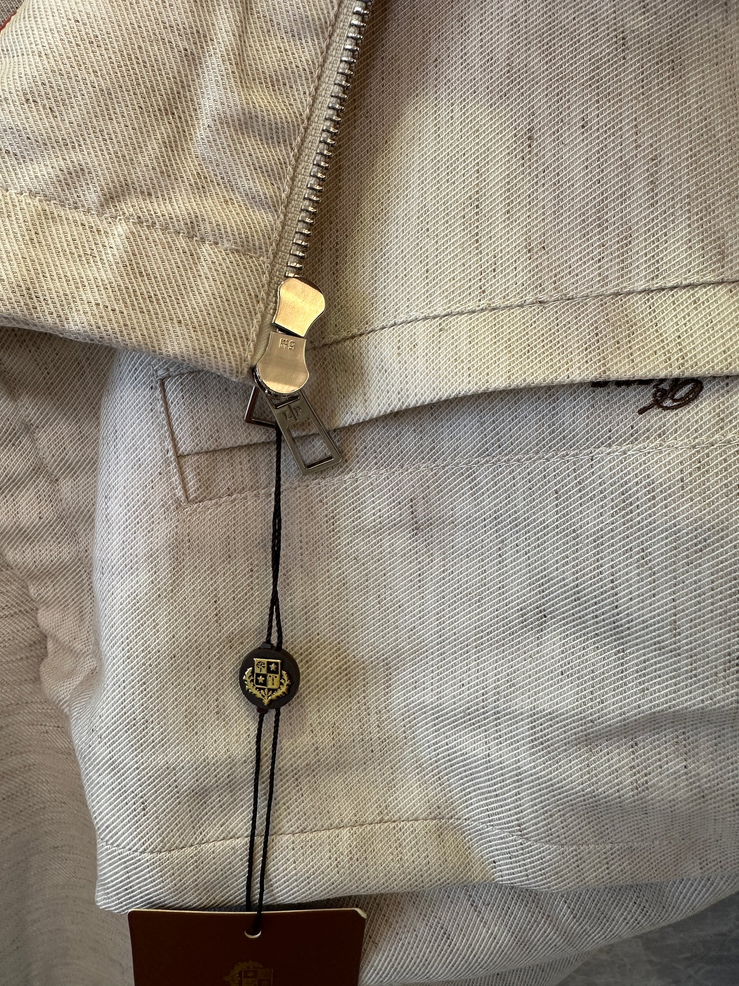 Loro Piana Linen Blend Zip Jacket Beige