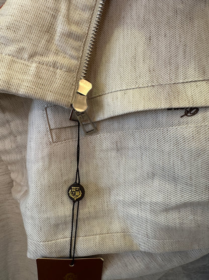 Loro Piana Linen Blend Zip Jacket Beige