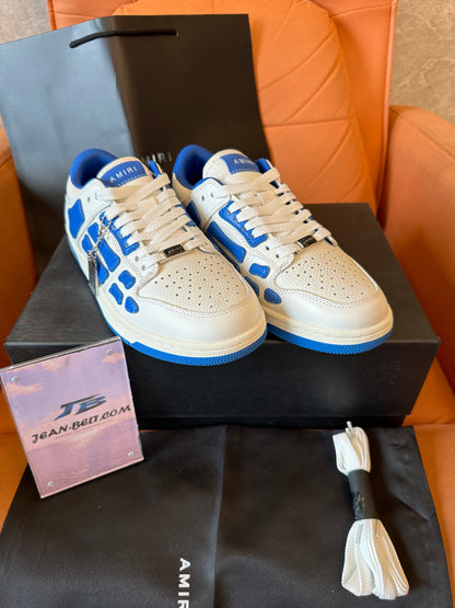 Amiri Skel Low Top Sneakers - Blue & White with Signature Skeleton Overlay
