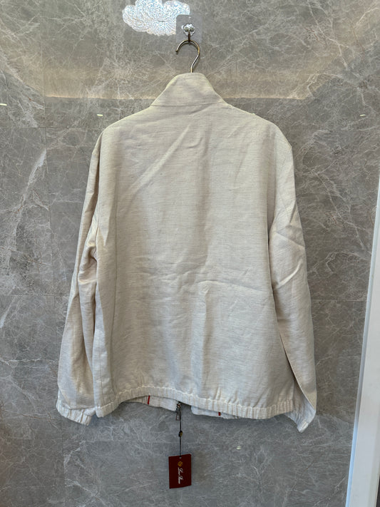 Loro Piana Linen Blend Zip Jacket Beige