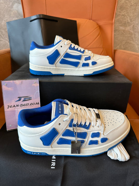 Amiri Skel Low Top Sneakers - Blue & White with Signature Skeleton Overlay