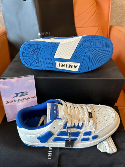 Amiri Skel Low Top Sneakers - Blue & White with Signature Skeleton Overlay