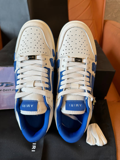 Amiri Skel Low Top Sneakers - Blue & White with Signature Skeleton Overlay