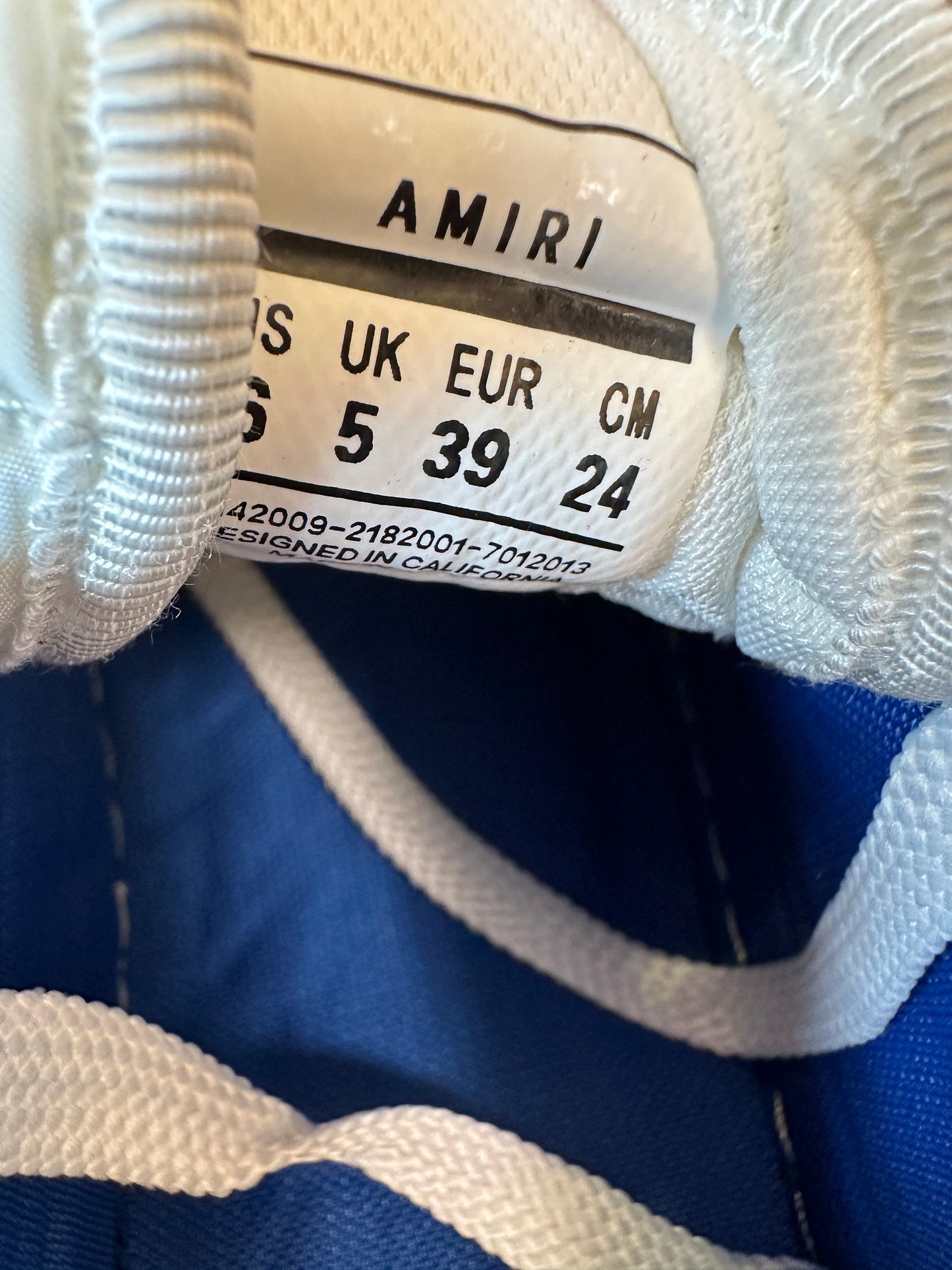 Amiri Skel Low Top Sneakers - Blue & White with Signature Skeleton Overlay