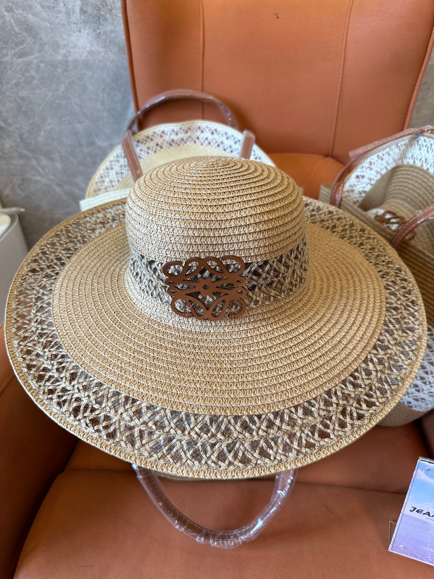 Loewe Anagram Woven Straw Bag and Hat Set