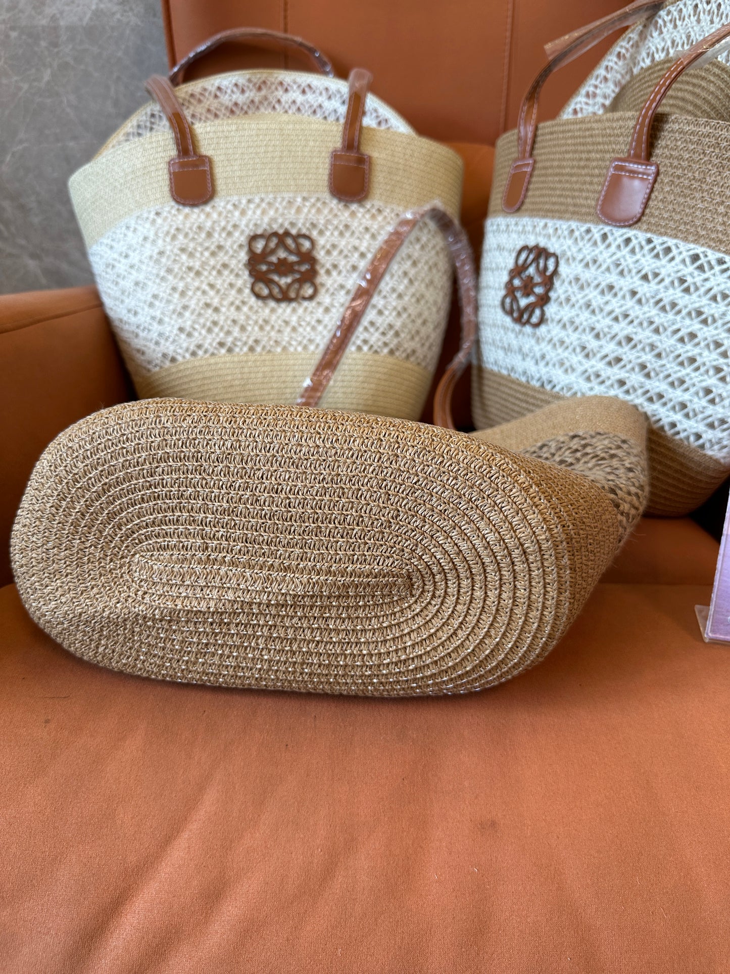 Loewe Anagram Woven Straw Bag and Hat Set