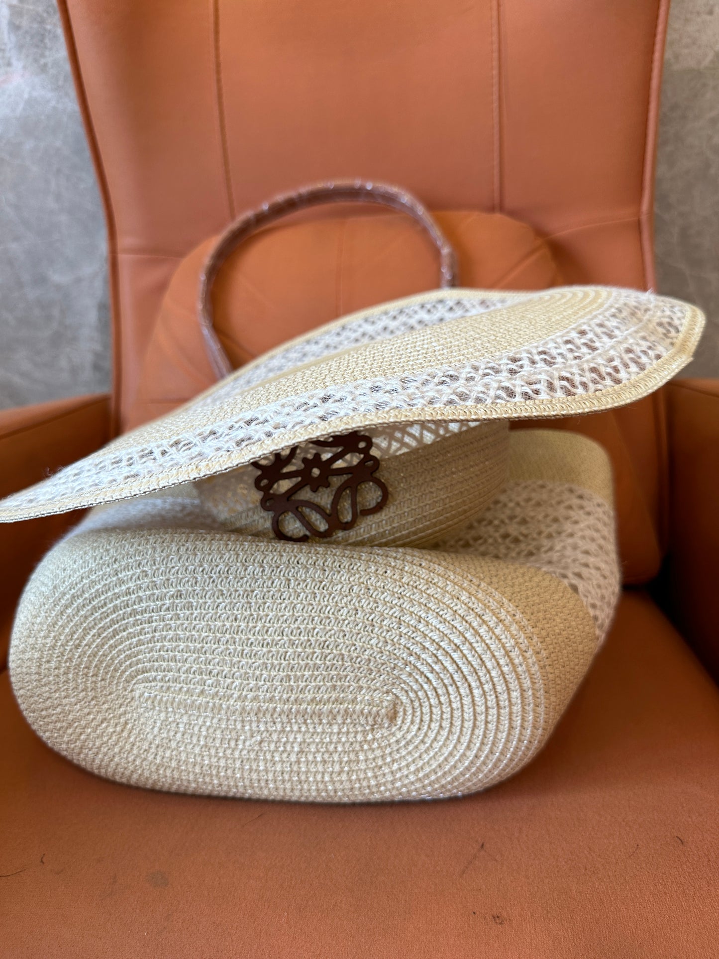 Loewe Anagram Woven Straw Bag and Hat Set