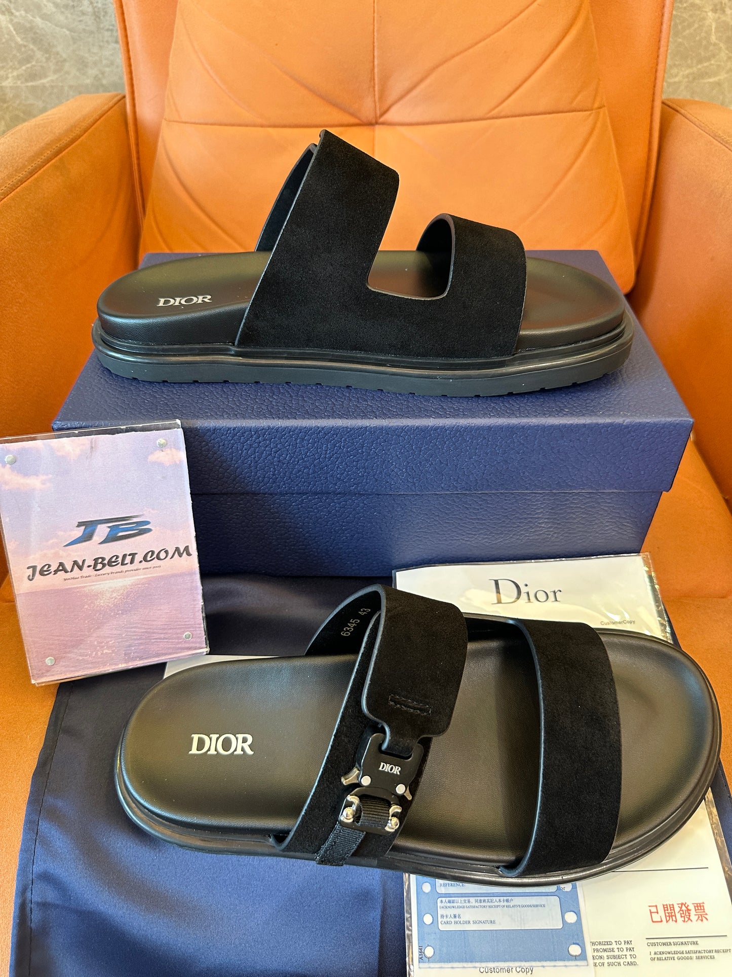Dior Suede Slide Sandals with Buckle Detail