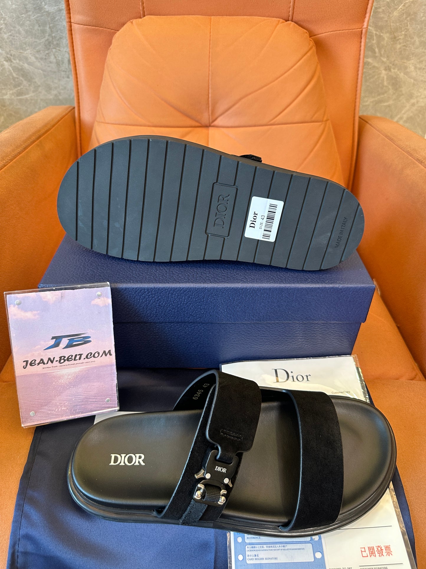 Dior Suede Slide Sandals with Buckle Detail