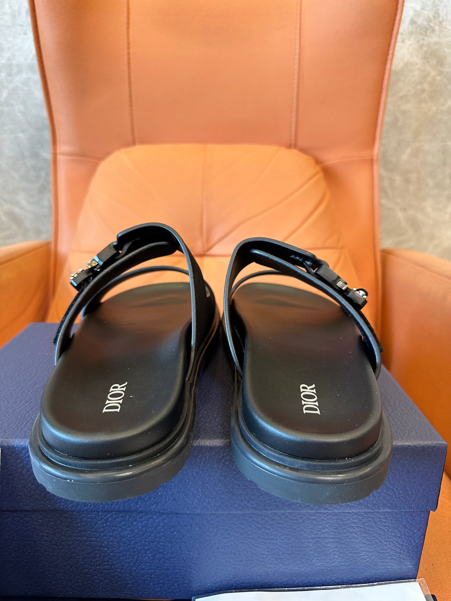 Dior Suede Slide Sandals with Buckle Detail