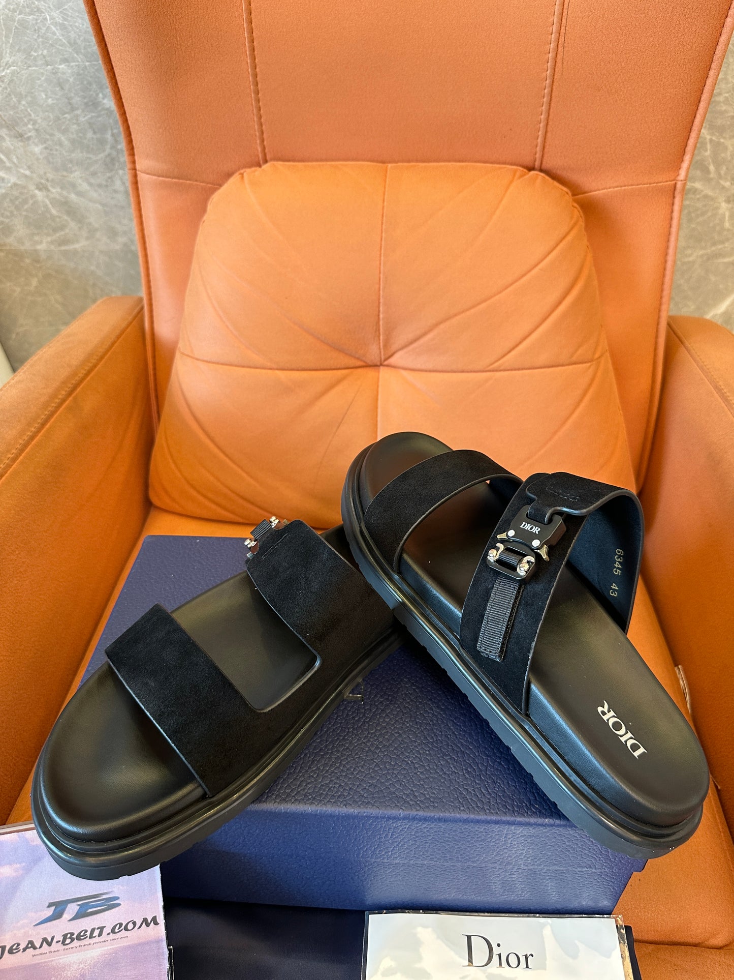 Dior Suede Slide Sandals with Buckle Detail
