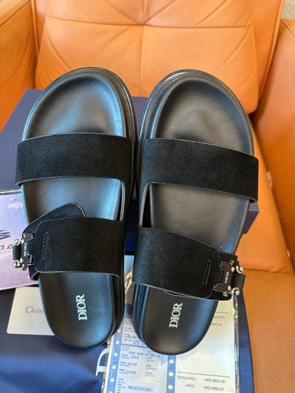Dior Suede Slide Sandals with Buckle Detail