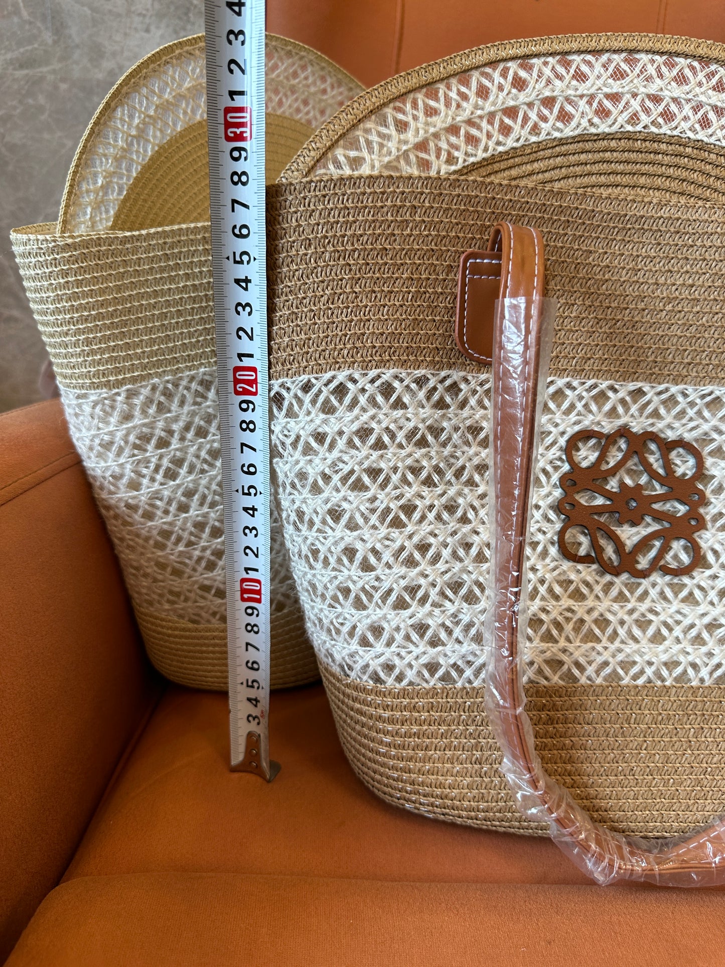 Loewe Anagram Woven Straw Bag and Hat Set