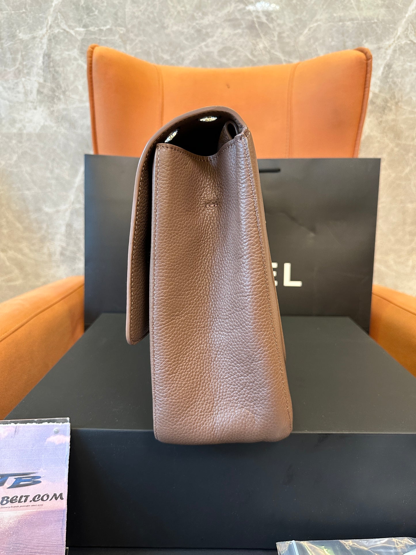 Chanel Caviar Leather Flap Bag Taupe Grey