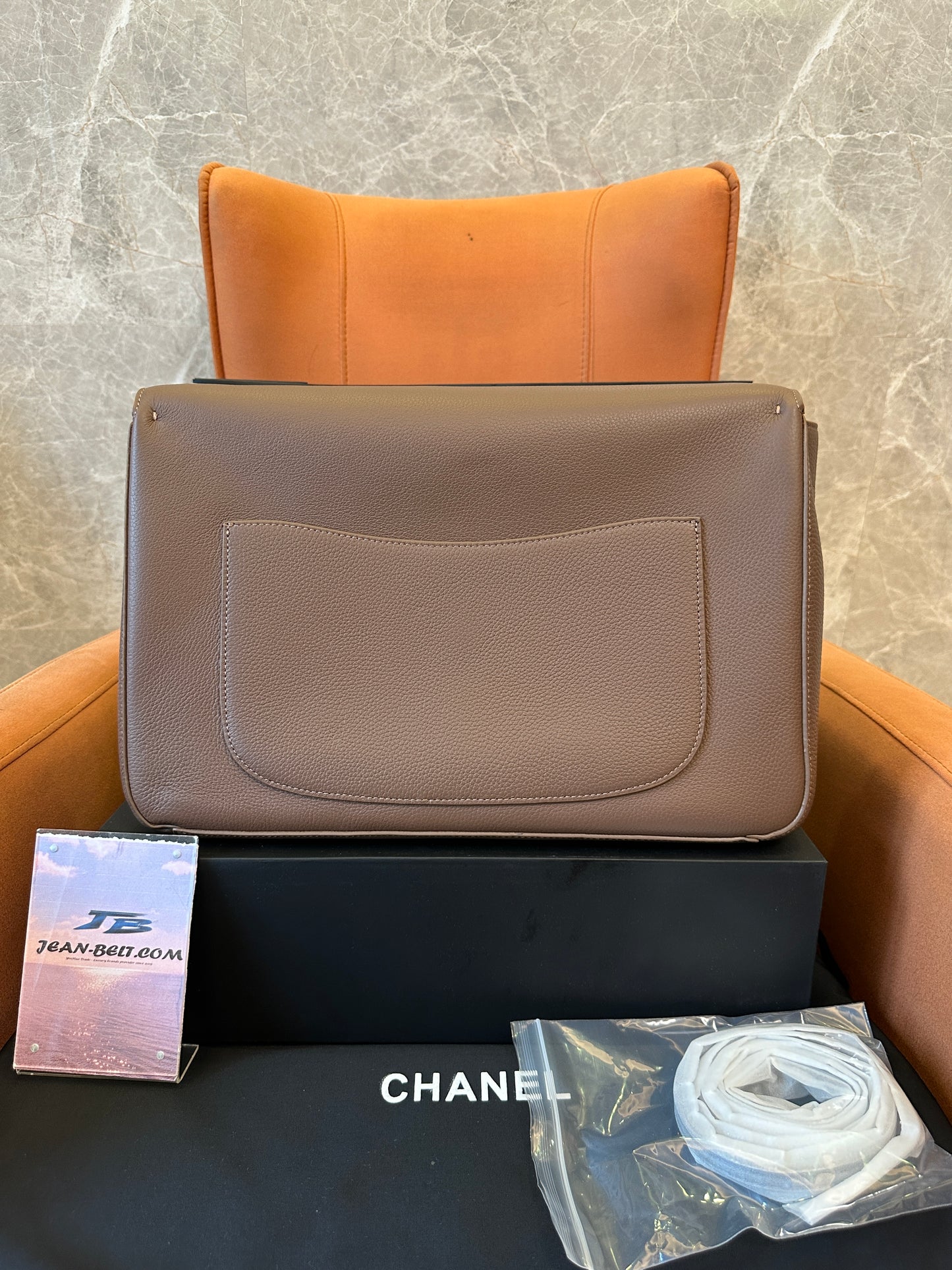 Chanel Caviar Leather Flap Bag Taupe Grey