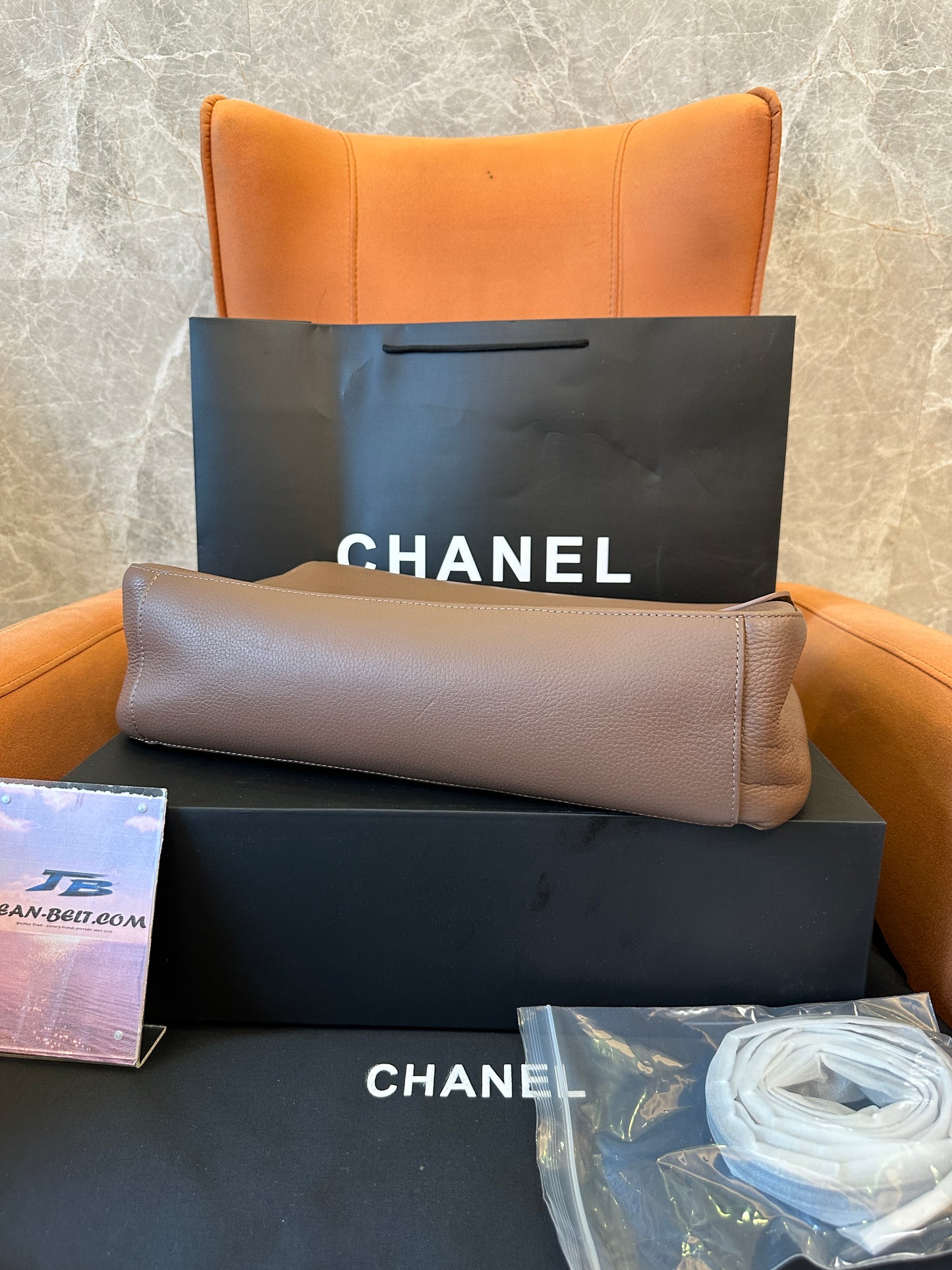 Chanel Caviar Leather Flap Bag Taupe Grey