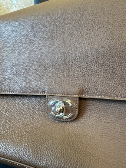 Chanel Caviar Leather Flap Bag Taupe Grey