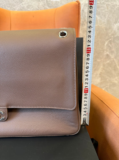 Chanel Caviar Leather Flap Bag Taupe Grey
