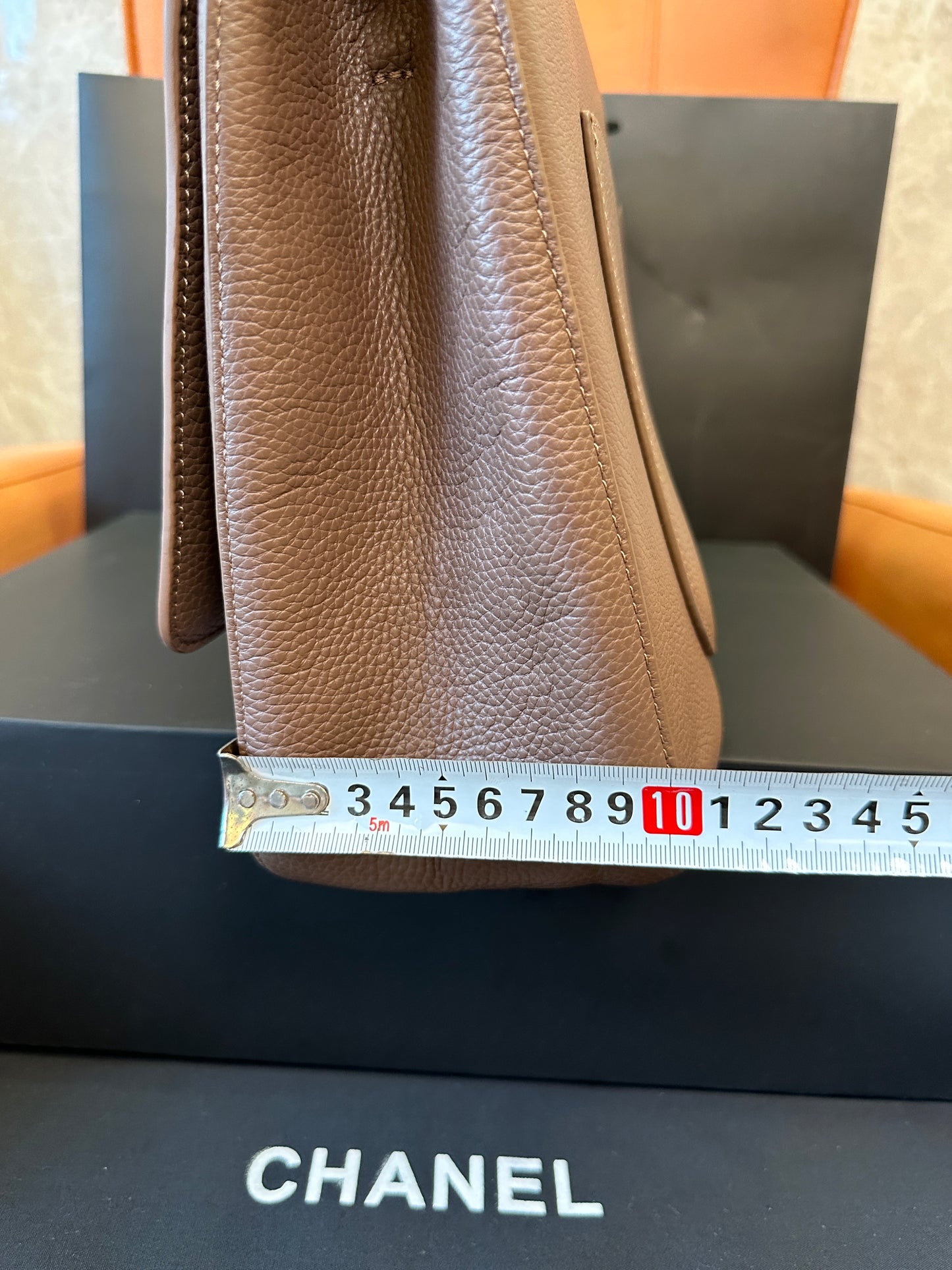 Chanel Caviar Leather Flap Bag Taupe Grey