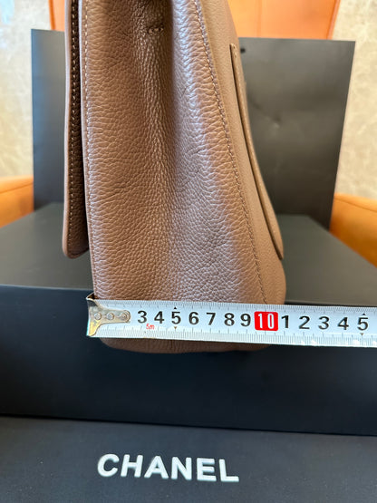 Chanel Caviar Leather Flap Bag Taupe Grey