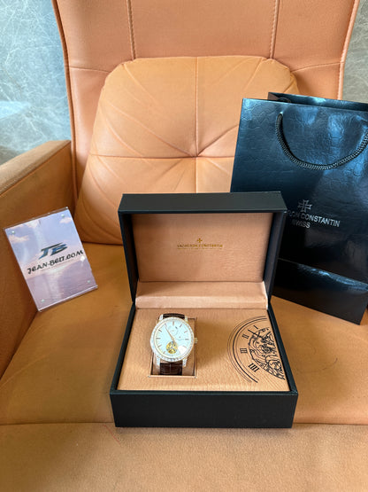 Vacheron Constantin Tourbillon Men’s Watch with Diamond Bezel and Brown Leather Strap