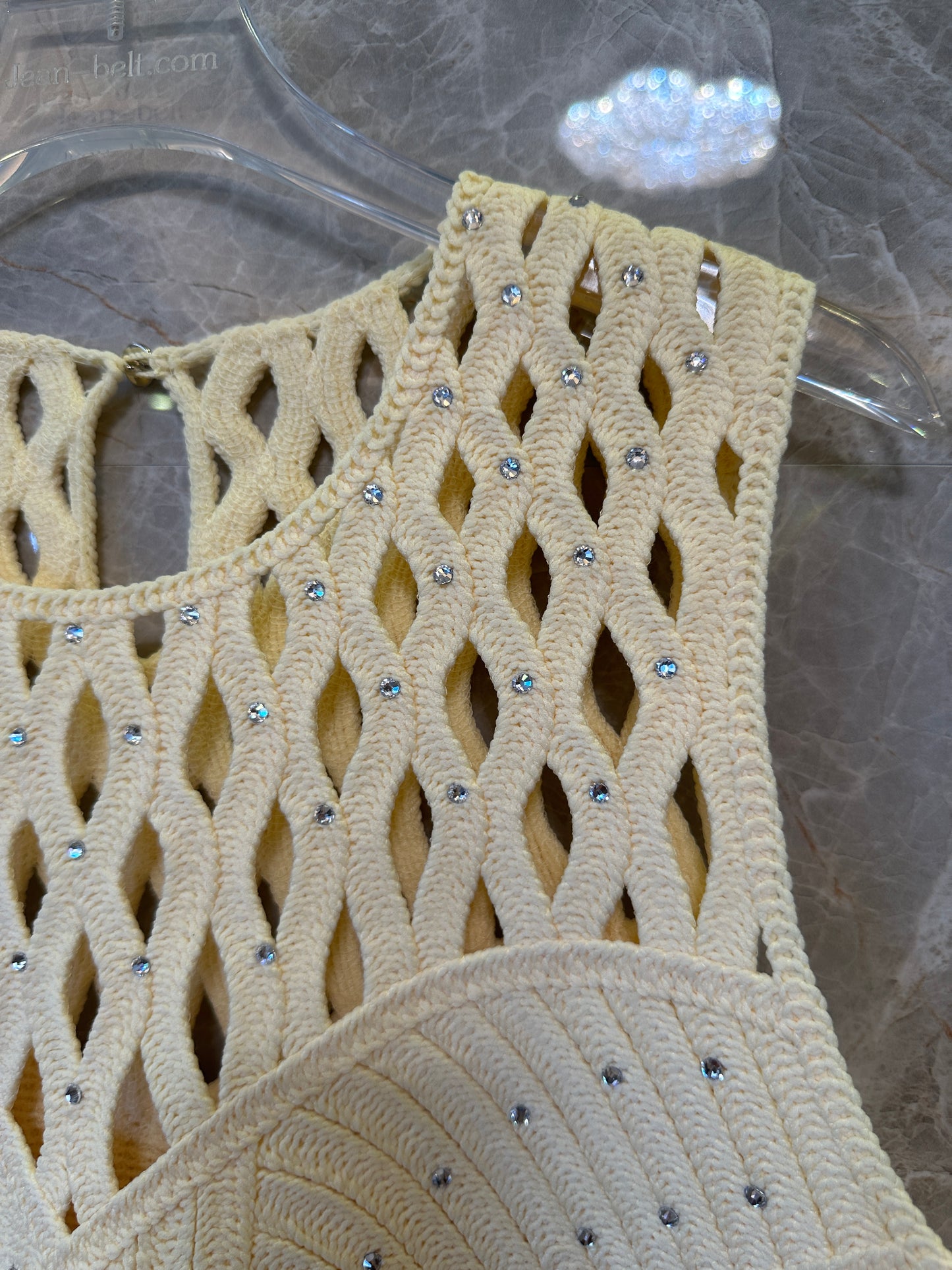 Maje Cream Yellow Openwork Knit Top & Midi Skirt Set
