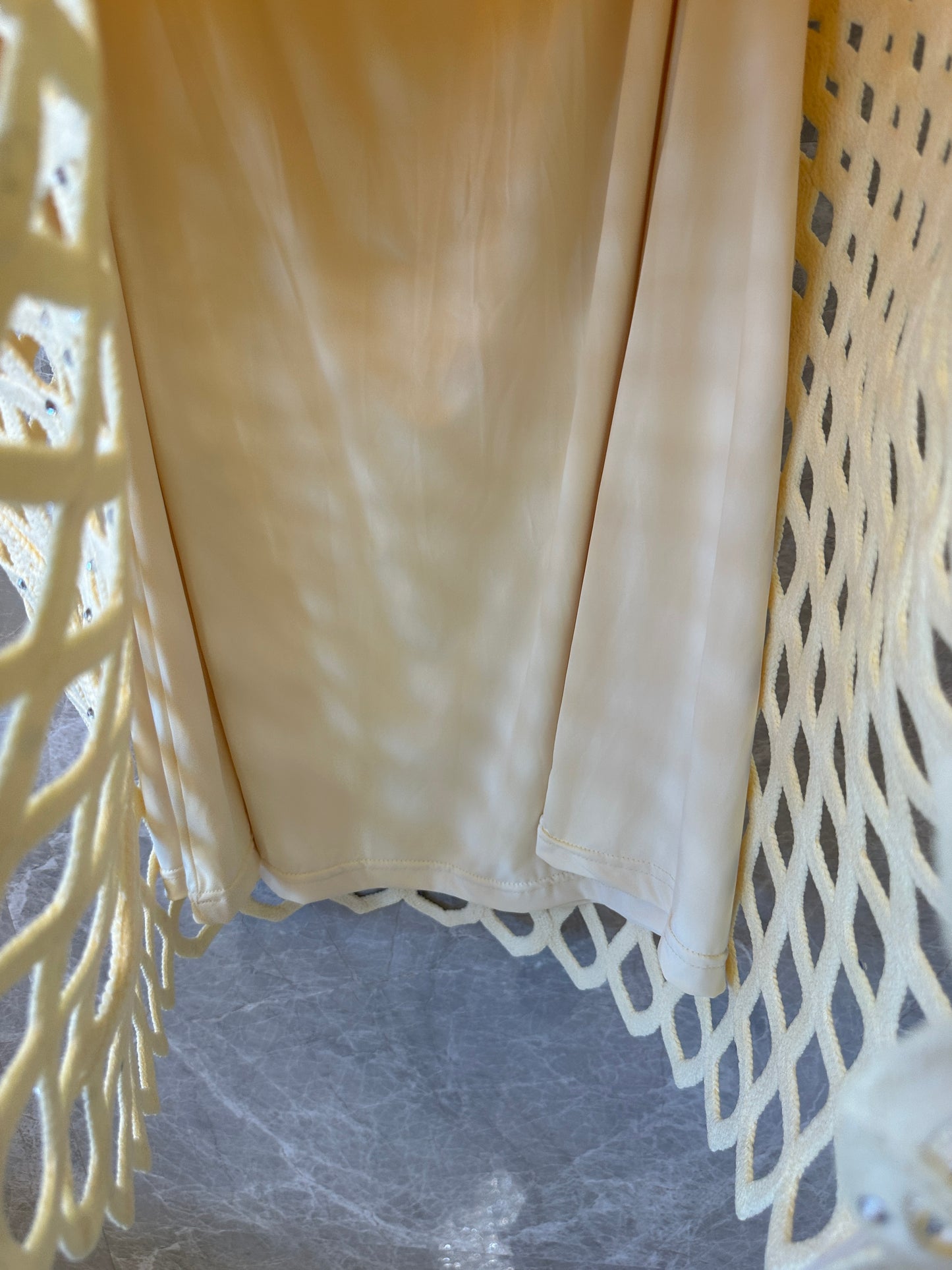 Maje Cream Yellow Openwork Knit Top & Midi Skirt Set