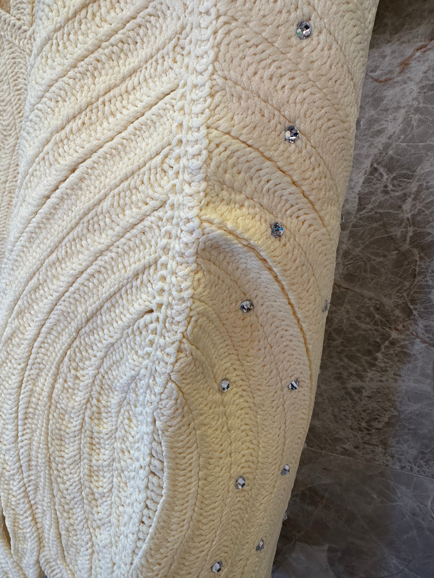 Maje Cream Yellow Openwork Knit Top & Midi Skirt Set