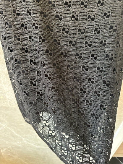 Gucci black GG cut-out lace two-piece set – crop top & midi skirt