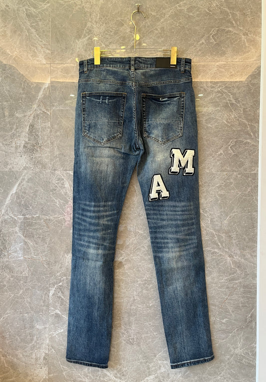 Amiri Men's Plush Embroidered Letter Jeans