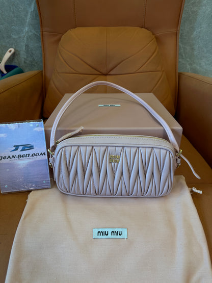 Miu Miu Matelassé Leather Shoulder Bag Pink