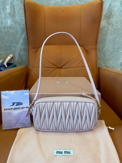 Miu Miu Matelassé Leather Shoulder Bag Pink