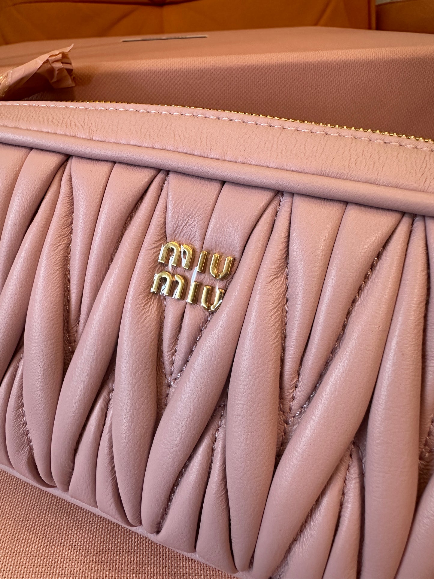 Miu Miu Matelassé Leather Shoulder Bag Pink
