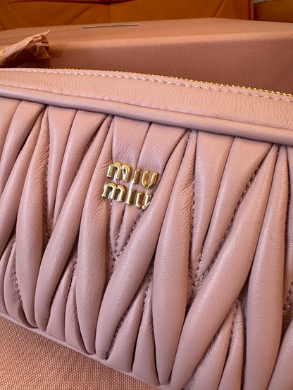 Miu Miu Matelassé Leather Shoulder Bag Pink