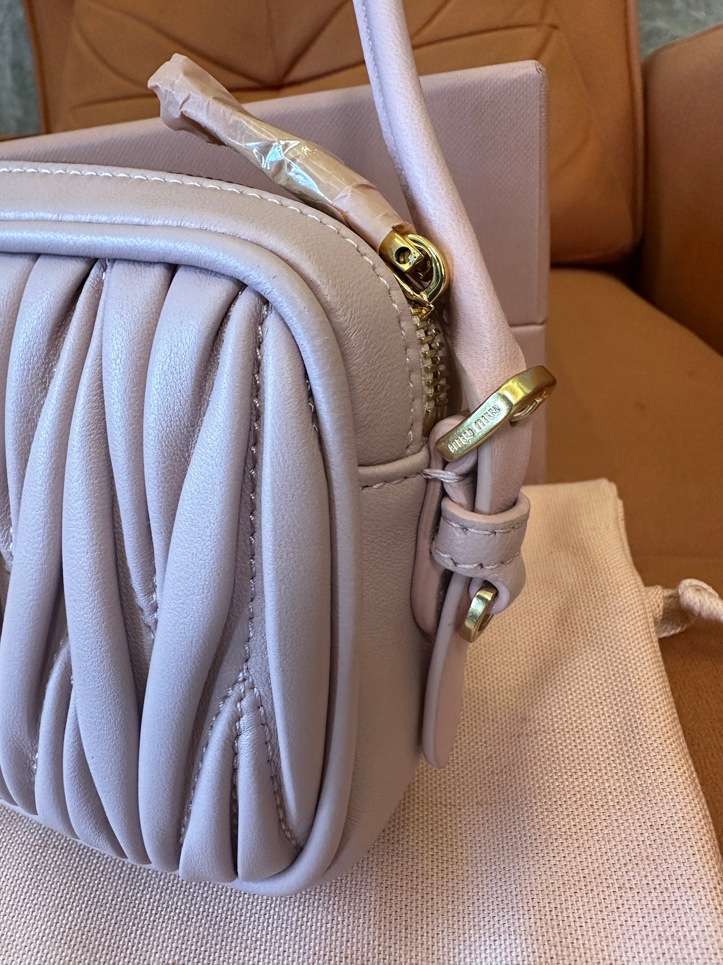 Miu Miu Matelassé Leather Shoulder Bag Pink