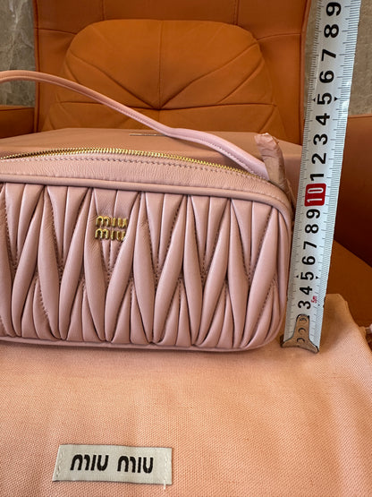 Miu Miu Matelassé Leather Shoulder Bag Pink